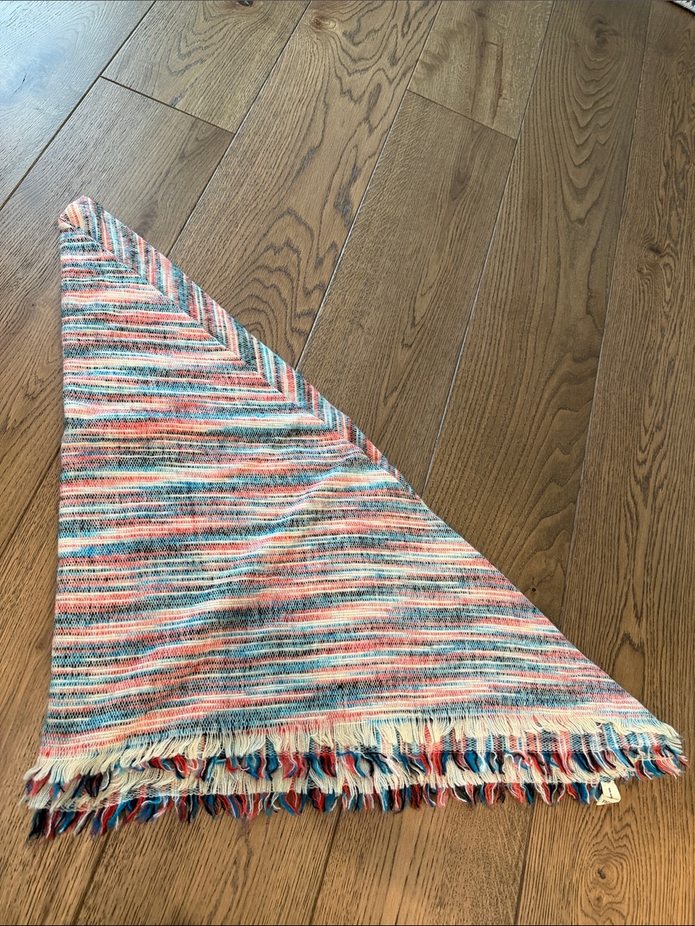 Multicolor Striped Blanket Scarf with Fringe
